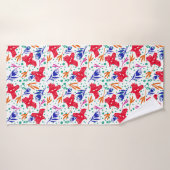 Colorful pattern of birds, flowers, circles (Serviette de bain)