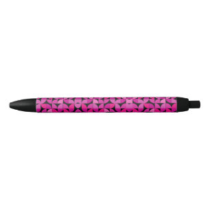 Colorful Pattern, Pink, Roos, Floral Pattern Zwarte Inkt Pen