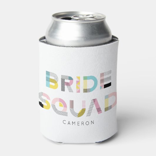 Colorful Pattern Typography Modern Bride Squad Blikjeskoeler (Blikje Voorkant)