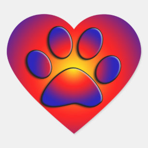 COLORFUL PAW Heart Hart Sticker