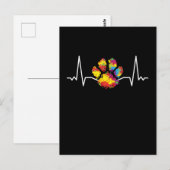 Colorful Paw Heartbeat Animals Briefkaart (Voorkant / Achterkant)