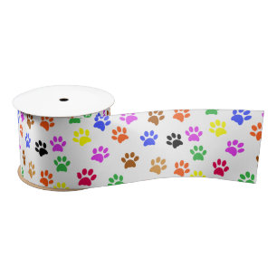 Colorful Paw Prins Pattern Satin Ribbon Lint