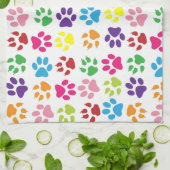 Colorful Paw Prints Pattern Theedoek (Gevouwen)
