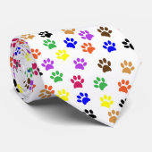 Colorful PawPrints-patroon Stropdas (Opgerold)
