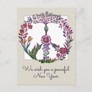 Colorful Peace Floral Cute Boho Hippie Fantastisch Briefkaart