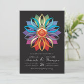 Colorful Peace Flower Wedding Invitations Kaart (Staand voorkant)