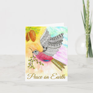 Colorful Peace on Earth Dove-kerstkaart Feestdagen Kaart