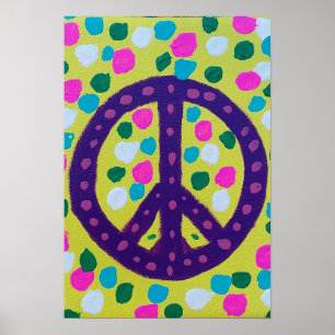 Colorful Peace Sign Acrylic Art Poster