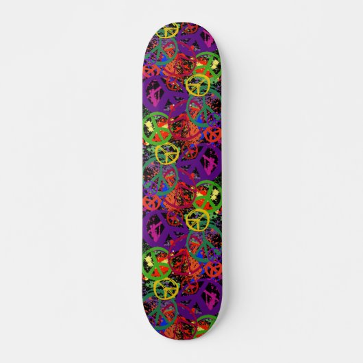 COLORFUL PEACE SIGN COLLAGE SKATEBOARD (Voorkant)