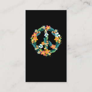 Colorful Peace Sign Flowers 60s 70s Hippie Visitekaartje