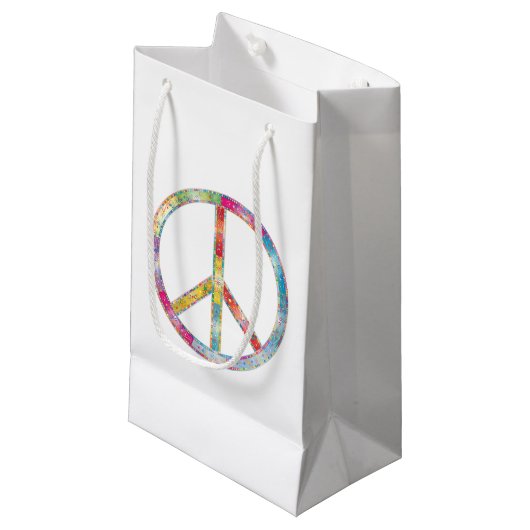 Colorful Peace Sign Klein Cadeauzakje (Voorkant Gekanteld)