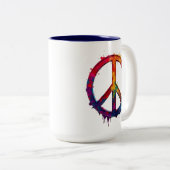 Colorful peace sign mug tweekleurige koffiemok (Voorkant rechts)