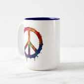 Colorful peace sign mug tweekleurige koffiemok (Voorkant links)