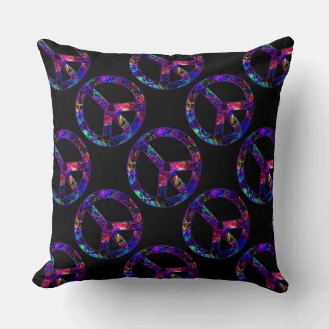 Colorful Peace Sign Pattern Sierkussen (Voorkant)