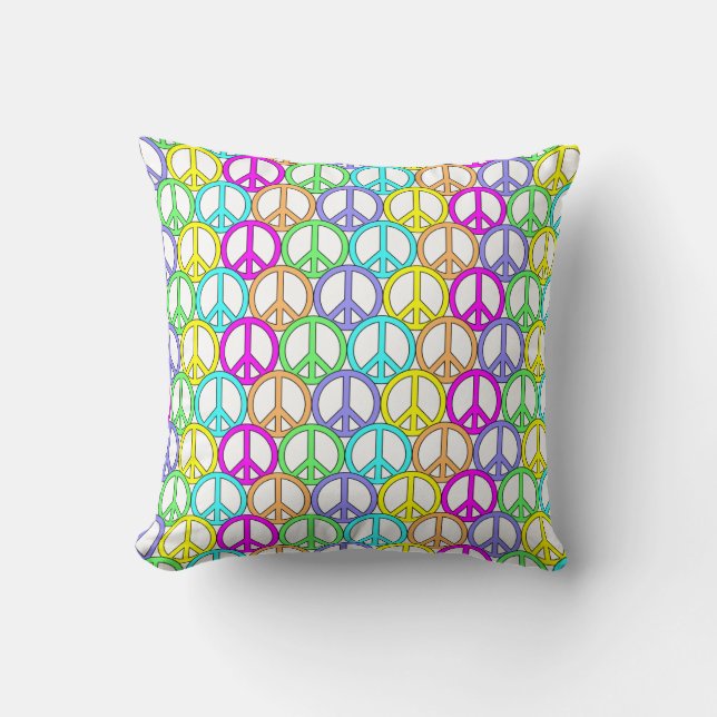 Colorful Peace Sign Pattern-Sierkussen Kussen (Voorkant)