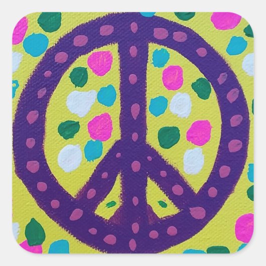 Colorful Peace Sign Vierkante Sticker (Voorkant)