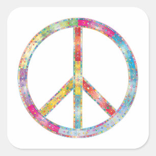 Colorful Peace Sign Vierkante Sticker