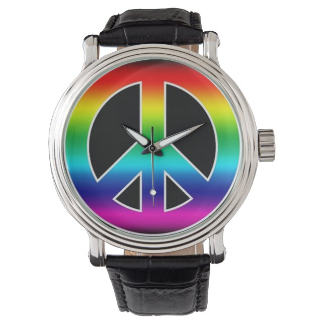 Colorful Peace Sign Watch Horloge (Voorkant)