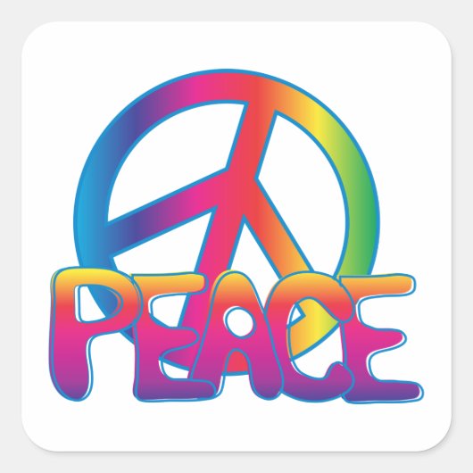 Colorful Peace Symbol Square Sticker (Voorkant)
