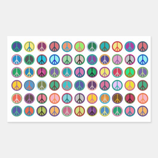 Colorful Peace Symbols Rechthoekige Sticker (Voorkant)