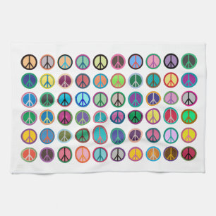 Colorful Peace Symbols Theedoek