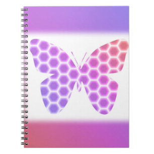 Colorful Peach roze Paars Geometric Butterfly Art Notitieboek