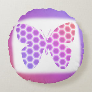 Colorful Peach roze Paars Geometric Butterfly Art Rond Kussen
