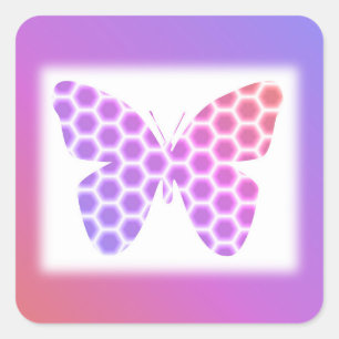 Colorful Peach roze Paars Geometric Butterfly Art Vierkante Sticker