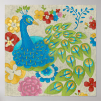 Colorful Peacock en Flowers