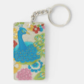 Colorful Peacock en Flowers Sleutelhanger (achterkant)