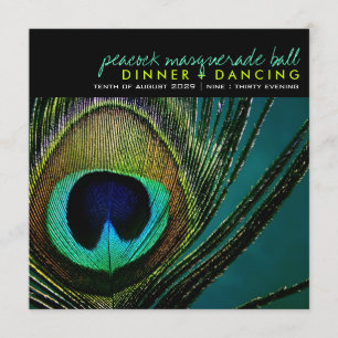Colorful Peacock Feather Classy Photo Party nodigt Kaart