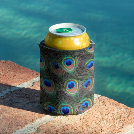 Colorful Peacock Feather Eyespot Pattern Blikjeskoeler (Insitu Zwembad)