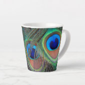 Colorful Peacock Feather Eyespot Pattern Latte Mok (Rechterhoek)