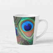 Colorful Peacock Feather Eyespot Pattern Latte Mok (Rechts)