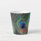 Colorful Peacock Feather Eyespot Pattern Latte Mok (Voorkant)