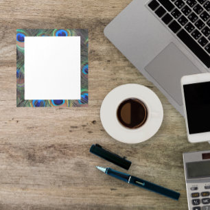 Colorful Peacock Feather Eyespot Pattern Notitieblok