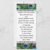 Colorful Peacock Feather Wedding Invitation Kaart (Voorkant)