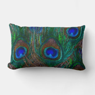 Colorful Peacock Feathers Etching Style Kussen