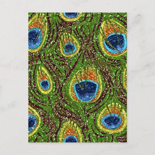 Colorful Peacock Feathers Print Briefkaart (Voorkant)