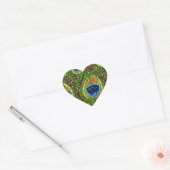 Colorful Peacock Feathers Print Hart Sticker (Envelop)