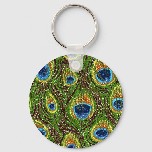 Colorful Peacock Feathers Print Sleutelhanger (Voorkant)