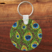 Colorful Peacock Feathers Print Sleutelhanger (Voorkant)