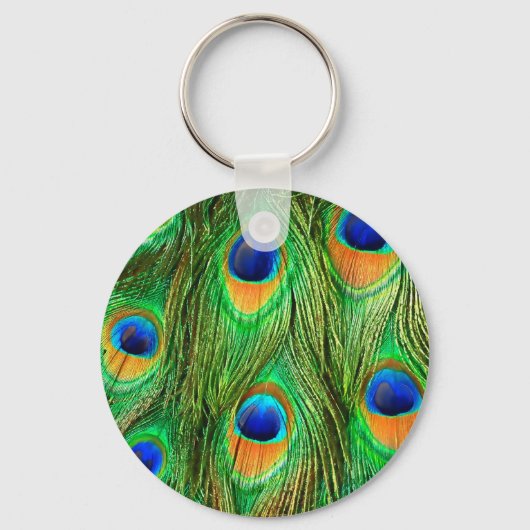 Colorful Peacock Feathers Print Sleutelhanger (Voorkant)