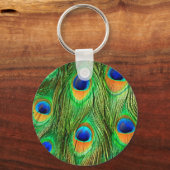 Colorful Peacock Feathers Print Sleutelhanger (Voorkant)