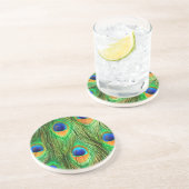 Colorful Peacock Feathers Print Zandsteen Onderzetter (Zijkant)