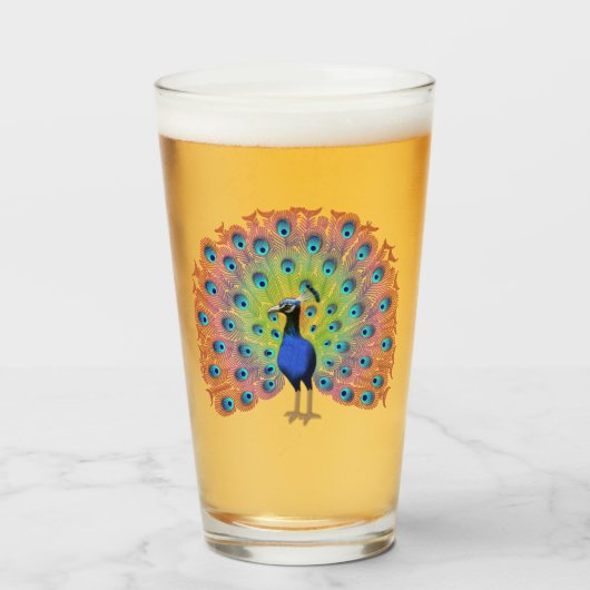 Colorful Peacock Glas (Voorkant gevuld)
