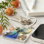 Colorful Peacock Mosaic Key Ring Sleutelhanger (Voorkant Rechts)