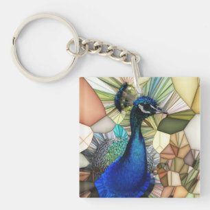 Colorful Peacock Mosaic Key Ring Sleutelhanger