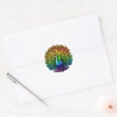 Colorful Peacock Ronde Sticker (Envelop)