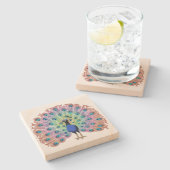 Colorful Peacock Stenen Onderzetter (Zijkant)